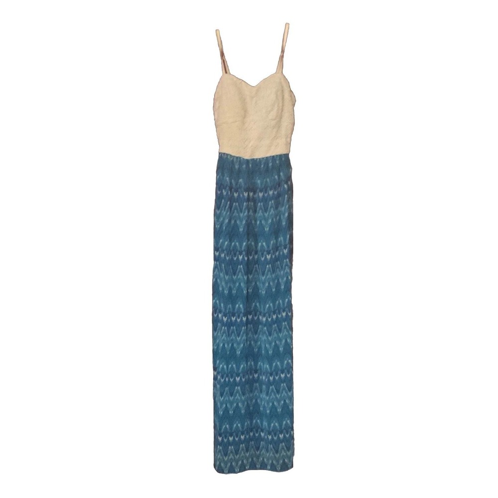 Lily Rose Maxi Dress Women Size S Blue Zig Zag Print Sleeveless - Picture 3 of 9